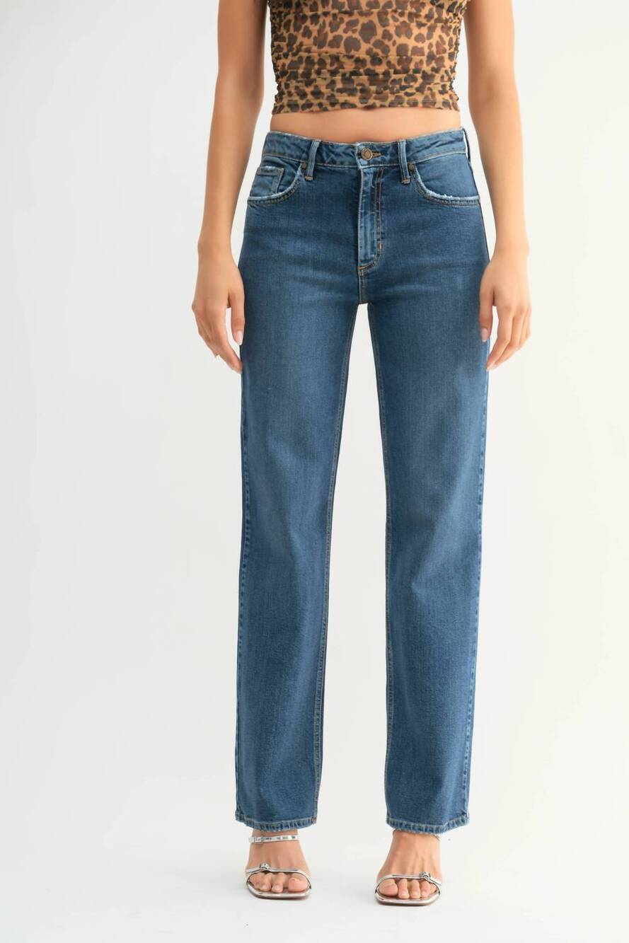 NEW JUST BLACK DENIM super soft 90's longer straight jeans in blue